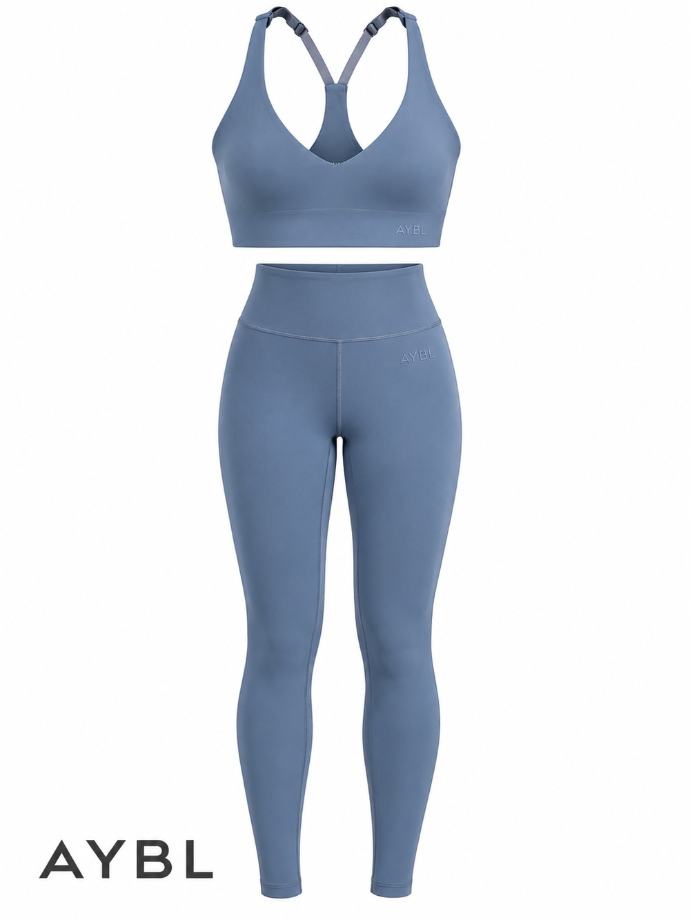 AYBL Workout Set Leggings Sports Bra Womens Small S Blue Gym Yoga Train 2PC Gym